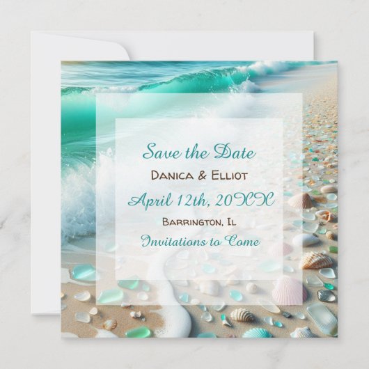 Zee Glas Kustfoto Bruiloft Save The Date (Voorkant)