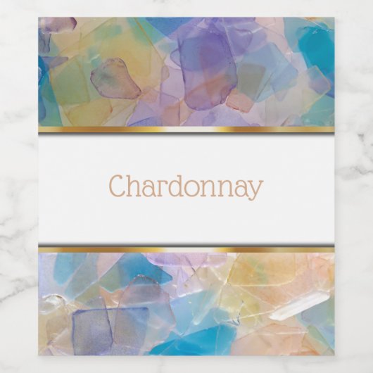 Zee Glas Oceaan Bruiloft Wijn Etiket (Enkel label)