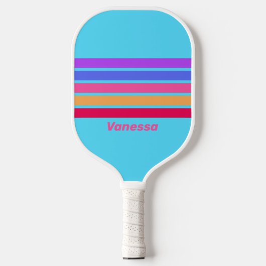 Zee Glas Over Strepen met Naam Pickleball Paddle (Voorkant)