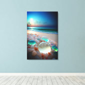 Zee Glas Strand Canvasprint Canvas Afdruk (Insitu (Houten vloer))