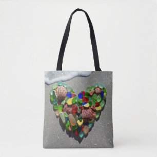 Zee glas, strandaarding, zand, golfslag, schelpen tote bag