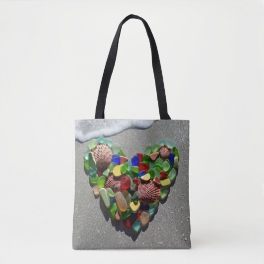 Zee glas, strandaarding, zand, golfslag, schelpen tote bag (Voorkant)