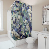 Zee glas, strandaarster, kobaltblauw, aqua, groen douchegordijn (In situ)