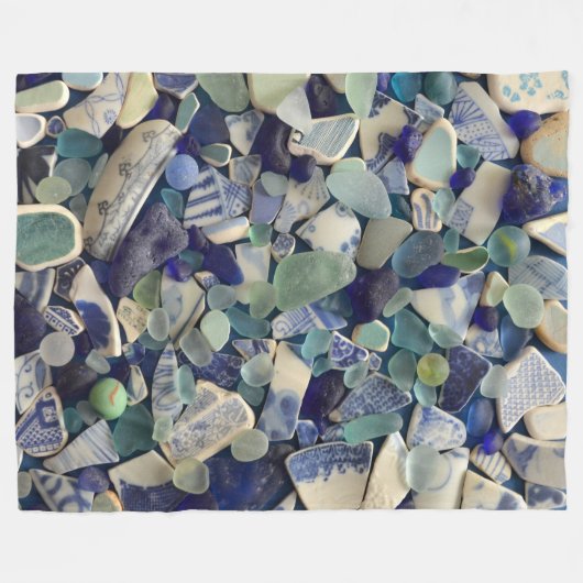 Zee glas, strandglas aardeblauw aqua groen fleece deken (Voorkant (Horizontaal))