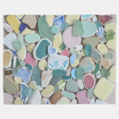 Zee glas, strandglas aardeblauw waterpastel fleece deken (Voorkant (Horizontaal))