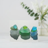 Zee glas, strandglas, blauw, groen, postkaart (Staand voorkant)