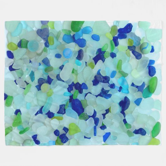 Zee glas, strandglas kobalt blauw aqua groen fleece deken (Voorkant (Horizontaal))