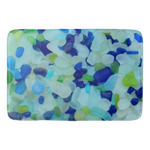Zee glas, strandglas kobalt blauw, groen, aqua badmat