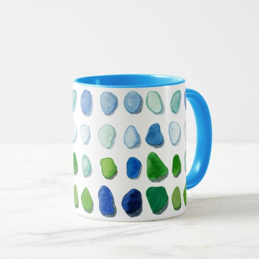 Zee glas, strandglas mok (Voorkant rechts)