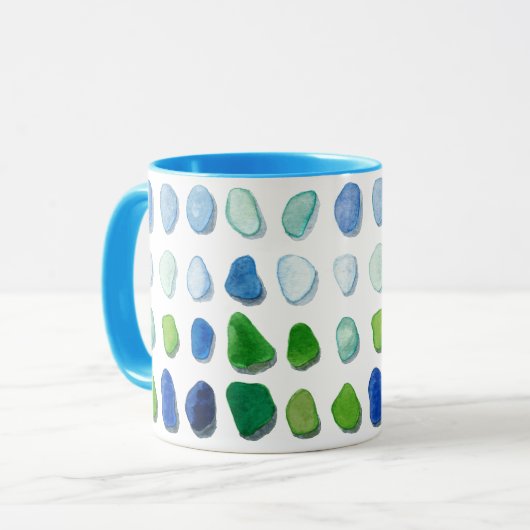 Zee glas, strandglas mok (Voorkant links)