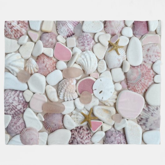 Zee glas, strandglas potterijroze pastel fleece deken (Voorkant (Horizontaal))