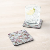 Zee glas, strandglas roze onderzetter (Rechterzijde)