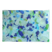 Zee glas, strandpotten kobalt blauw aqua groen kussensloop (Achterkant-Links)
