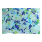 Zee glas, strandpotten kobalt blauw aqua groen kussensloop (Voorkant-Links)