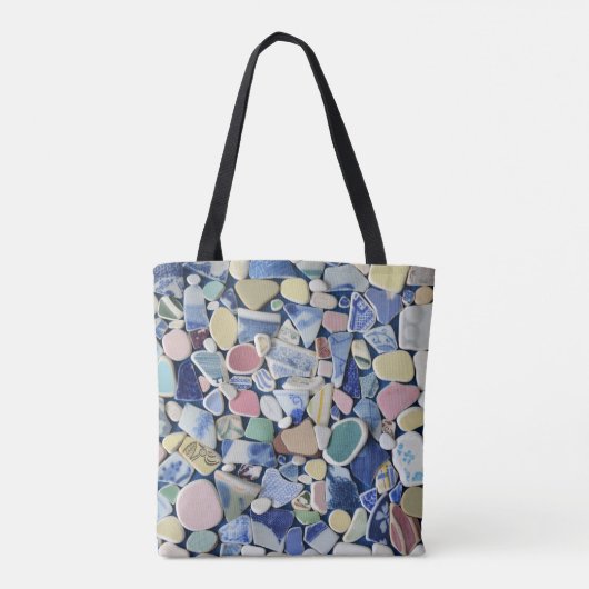 Zee glas, strandpotten kobalt blauw tote bag (Achterkant)