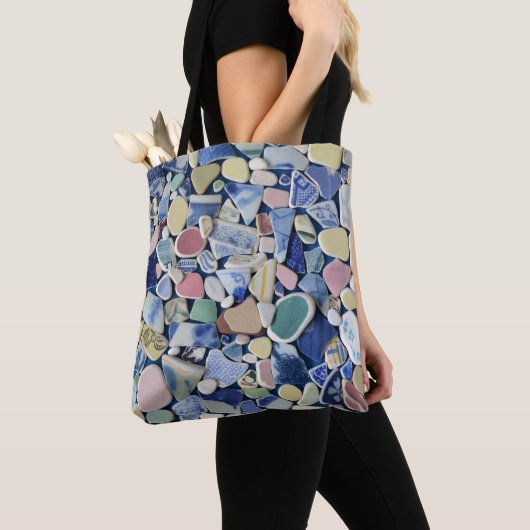 Zee glas, strandpotten kobalt blauw tote bag (Dichtbij)