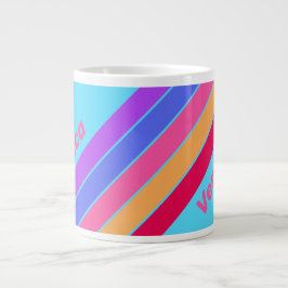Zee Glas Strepen met Naam Grote Koffiekop