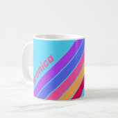 Zee Glas Strepen met Naam Koffiemok (Voorkant links)