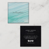 Zee Glaslijm | Ocean Blue Waterverf Business Vierkante Visitekaartje (Voorkant / Achterkant)