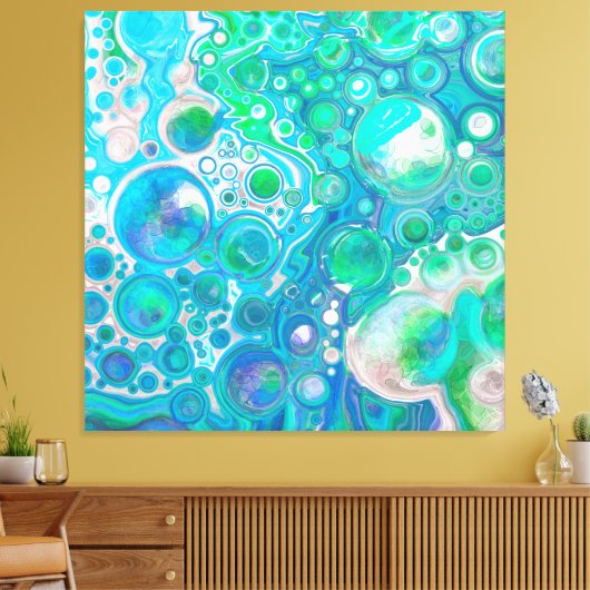Zee Glass Blue en Green Marble Fluid Art Canvas Afdruk (Insitu (Woonkamer))