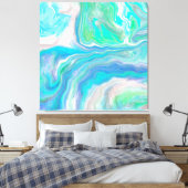 Zee Glass Blue en Green Marble Fluid Art Canvas Afdruk (Insitu (Slaapkamer))