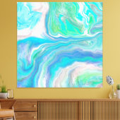 Zee Glass Blue en Green Marble Fluid Art Canvas Afdruk (Insitu (Woonkamer))