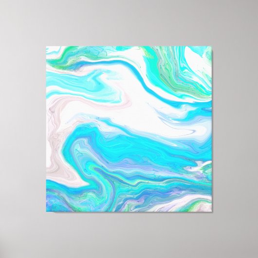 Zee Glass Blue en Green Marble Fluid Art Canvas Afdruk (Voorkant)