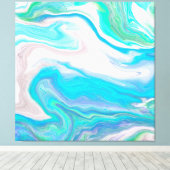 Zee Glass Blue en Green Marble Fluid Art Canvas Afdruk (Insitu (Houten vloer))