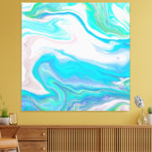 Zee Glass Blue en Green Marble Fluid Art Canvas Afdruk (Insitu (Woonkamer))