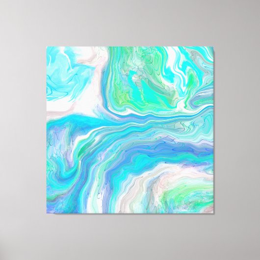 Zee Glass Blue en Green Marble Fluid Art Canvas Afdruk (Voorkant)