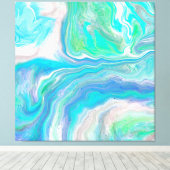 Zee Glass Blue en Green Marble Fluid Art Canvas Afdruk (Insitu (Houten vloer))