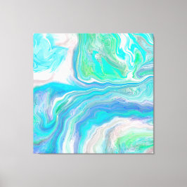 Zee Glass Blue en Green Marble Fluid Art Canvas Afdruk