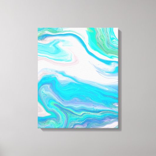 Zee Glass Blue en Green Marble Fluid Art Canvas Afdruk (Voorkant)