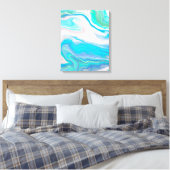 Zee Glass Blue en Green Marble Fluid Art Canvas Afdruk (Insitu (Slaapkamer))