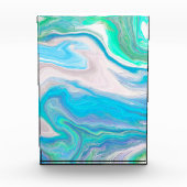 Zee Glass Blue en Green Marble Fluid Art Fotoblokken (Voorkant)