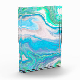 Zee Glass Blue en Green Marble Fluid Art Fotoblokken