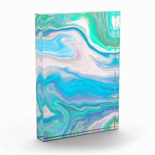 Zee Glass Blue en Green Marble Fluid Art Fotoblokken (Links)