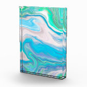 Zee Glass Blue en Green Marble Fluid Art Fotoblokken (Rechts)