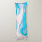 Zee Glass Blue en Green Marble Fluid Art Lichaamskussen (Achterkant (Verticaal))