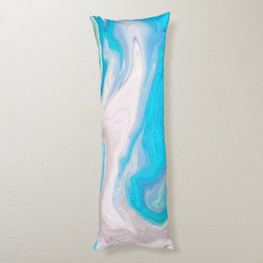 Zee Glass Blue en Green Marble Fluid Art Lichaamskussen (Achterkant (Verticaal))