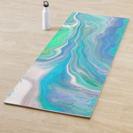 Zee Glass Blue en Green Marble Fluid Art Yogamat