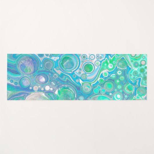 Zee Glass Blue en Green Marble Fluid Art Yogamat (Voorkant (horizontaal))
