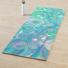 Zee Glass Blue en Green Marble Fluid Art Yogamat