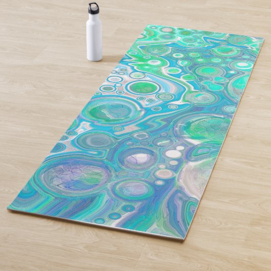 Zee Glass Blue en Green Marble Fluid Art Yogamat (In situ)