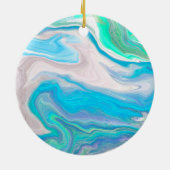 Zee Glass Blue en Groen Pour Painting Effect Keramisch Ornament (Achterkant)