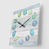 Zee Glass Driftwood Ocean Vierkante Klok (Hoek)