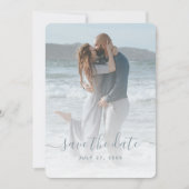 Zee Glass Dusty Blue Photo Save the Date Wedding Kaart (Voorkant)