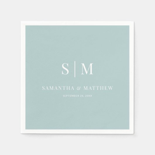 Zee Glass Eenvoudig Elegant paar Initialen bruilof Servet (Voorkant)