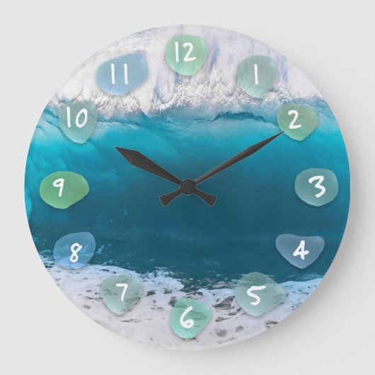 Zee Glass en Ocean Wave Large Clock Grote Klok (Voorkant)