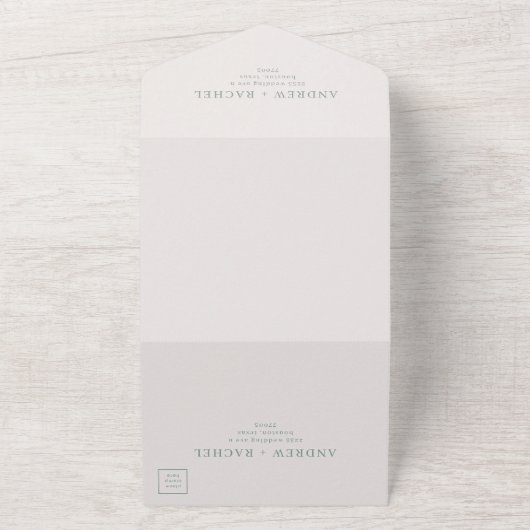 Zee Glass Green Blocks Summer Weduwfoto All In One Uitnodiging (Buitenkant)